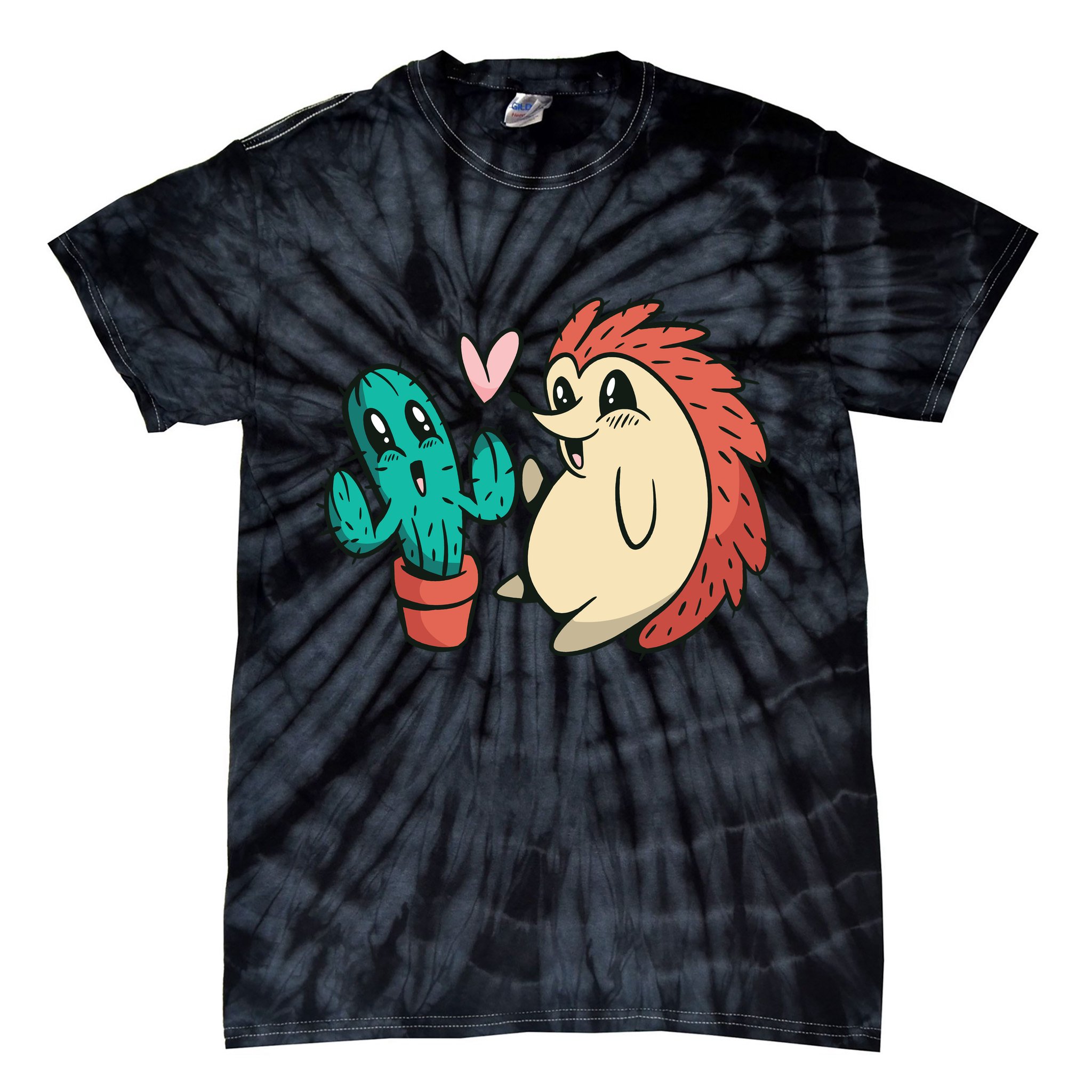 Cute Cactus And Hedgehog Tie-Dye T-Shirt