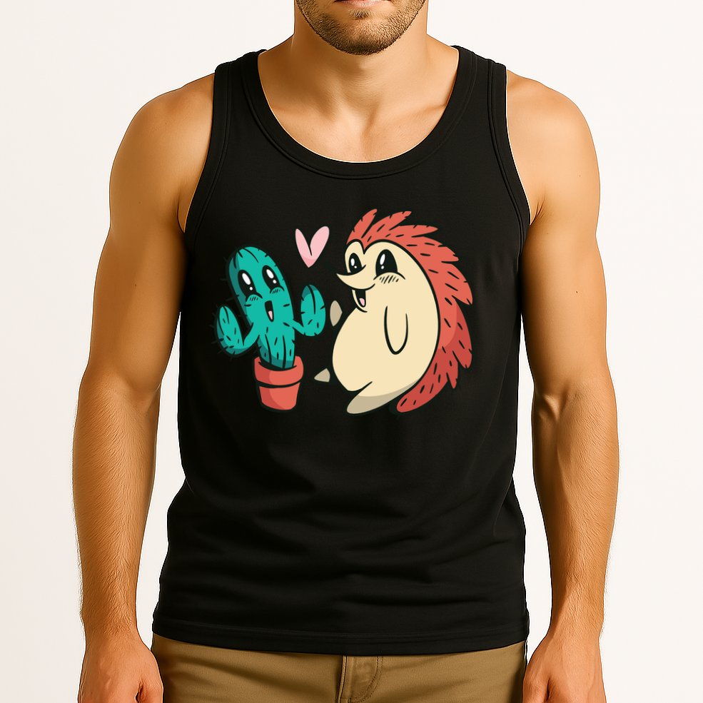 Cute Cactus And Hedgehog Tank Top