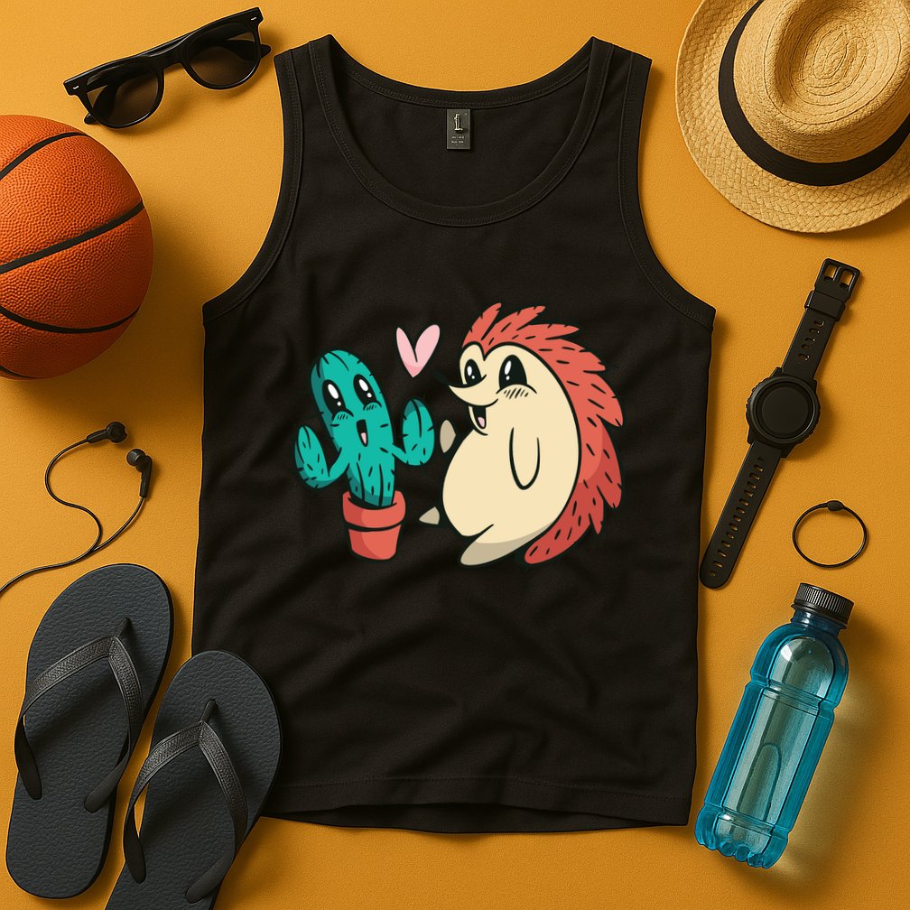 Cute Cactus And Hedgehog Tank Top
