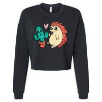 Cute Cactus And Hedgehog Cropped Pullover Crew