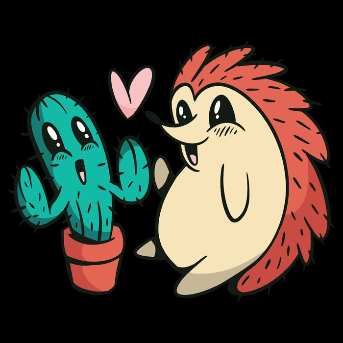Cute Cactus And Hedgehog Cropped Pullover Crew