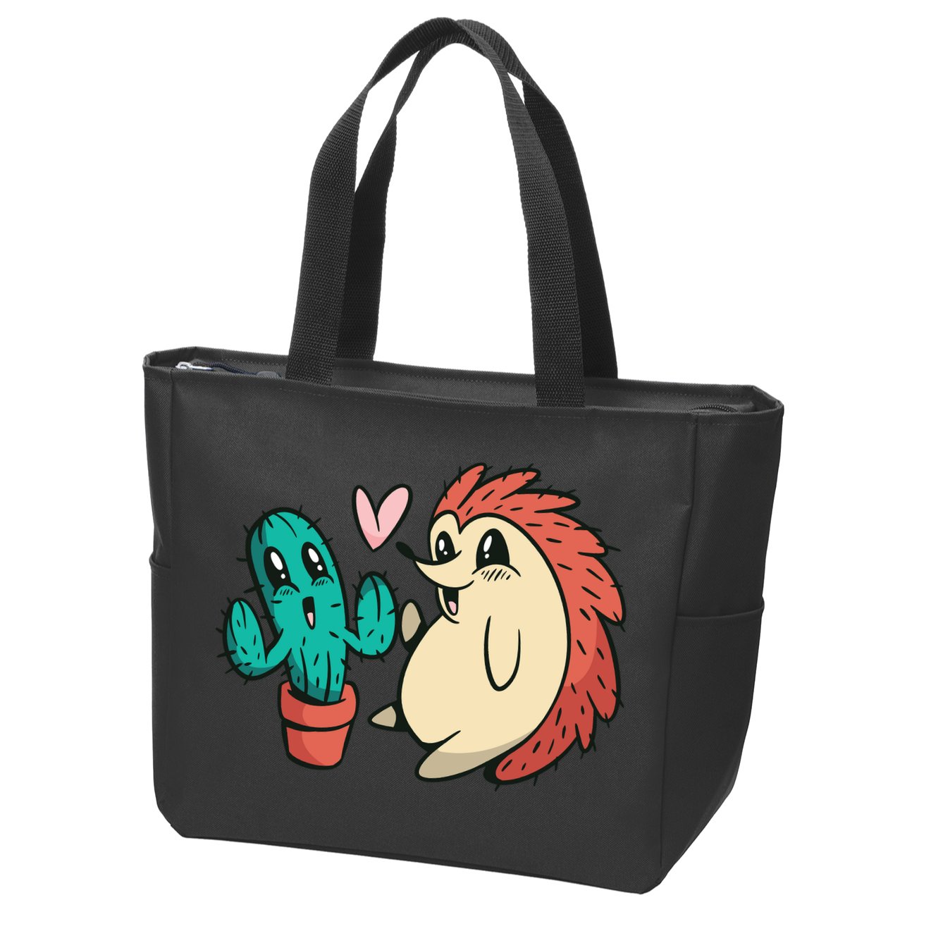 Cute Cactus And Hedgehog Zip Tote Bag