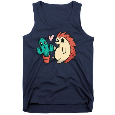 Cute Cactus And Hedgehog Tank Top