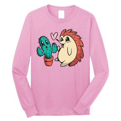 Cute Cactus And Hedgehog Long Sleeve Shirt