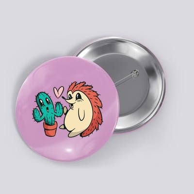 Cute Cactus And Hedgehog Button