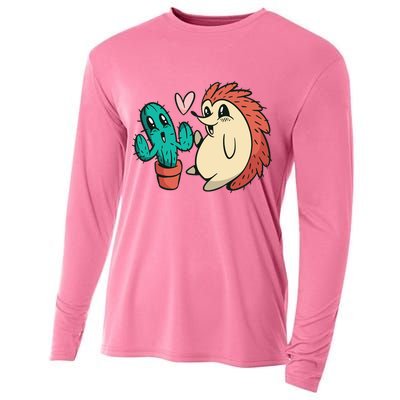 Cute Cactus And Hedgehog Cooling Performance Long Sleeve Crew