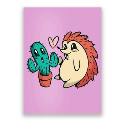 Cute Cactus And Hedgehog Poster