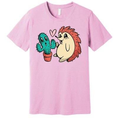 Cute Cactus And Hedgehog Premium T-Shirt