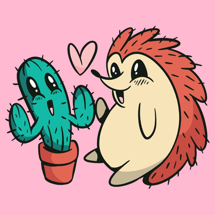 Cute Cactus And Hedgehog Premium T-Shirt