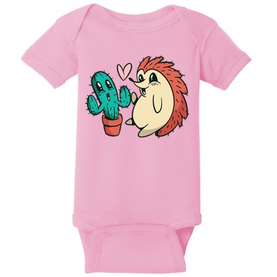 Cute Cactus And Hedgehog Baby Bodysuit