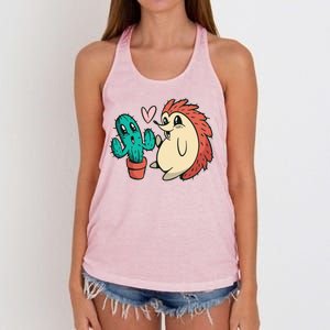 Cute Cactus And Hedgehog Women's Knotted Racerback Tank