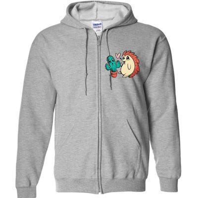 Cute Cactus And Hedgehog Full Zip Hoodie