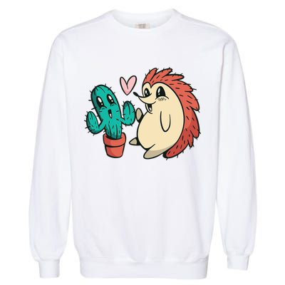 Cute Cactus And Hedgehog Garment-Dyed Sweatshirt