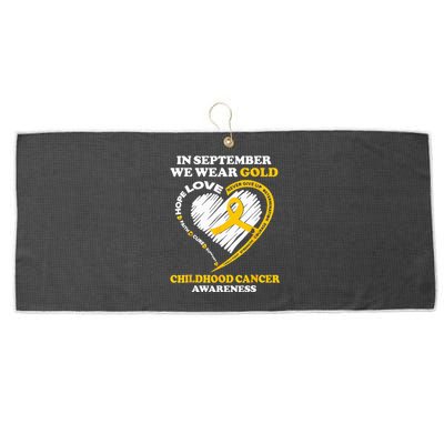 Childhood Cancer Awareness In September We Wear Gold Large Microfiber Waffle Golf Towel