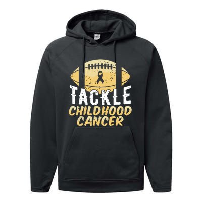 Childhood Cancer Awareness Tackle Childhood Cancer Football Performance Fleece Hoodie