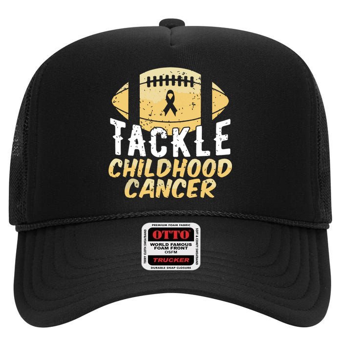 Childhood Cancer Awareness Tackle Childhood Cancer Football High Crown Mesh Back Trucker Hat