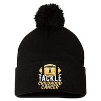 Childhood Cancer Awareness Tackle Childhood Cancer Football Pom Pom 12in Knit Beanie