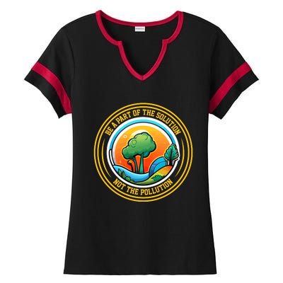 Climate Change Awareness Emblem Ladies Halftime Notch Neck Tee