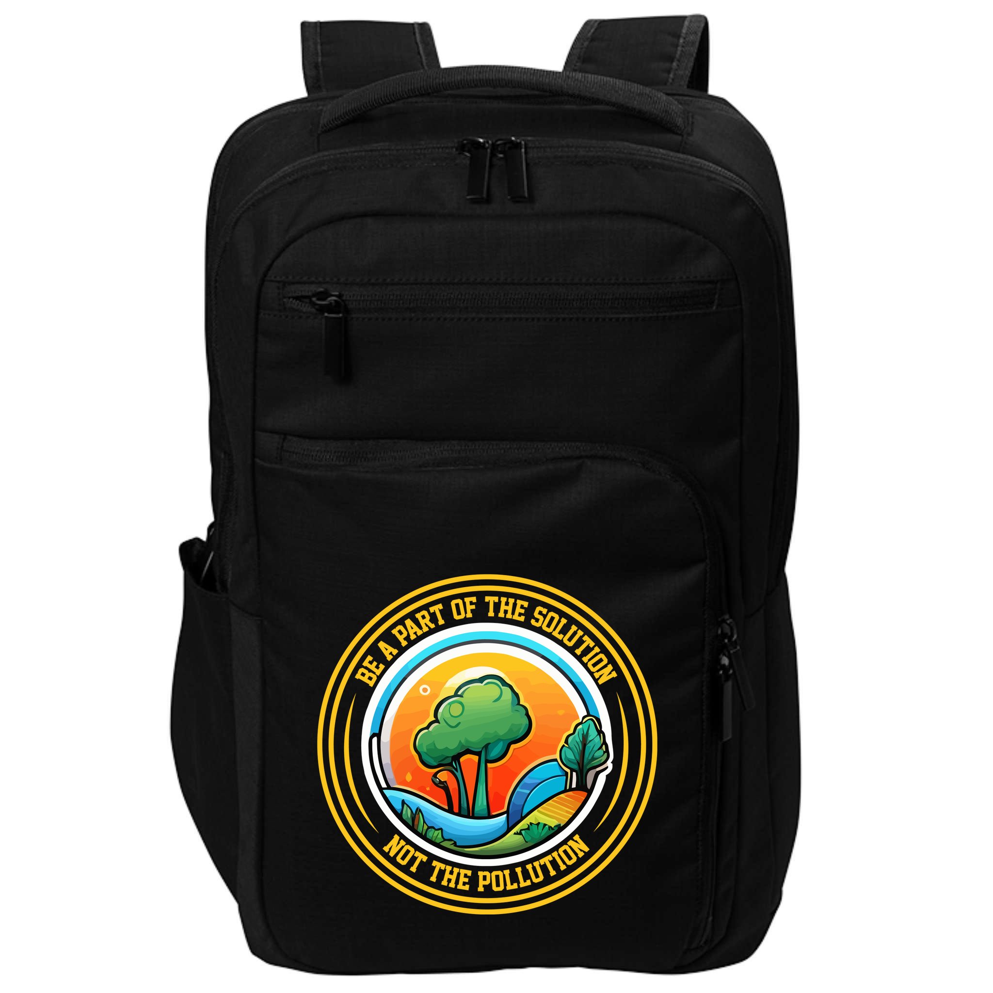 Climate Change Awareness Emblem Impact Tech Backpack