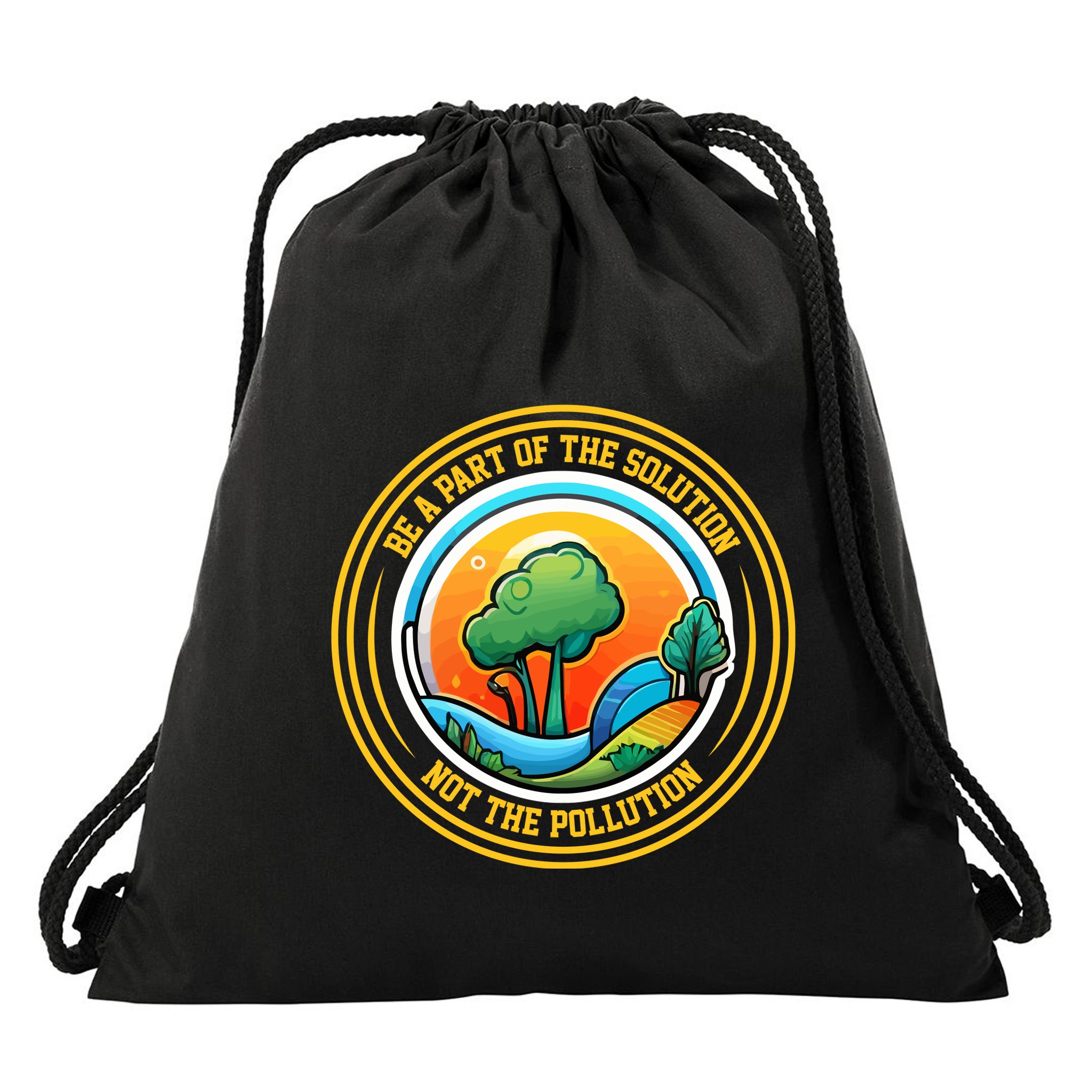 Climate Change Awareness Emblem Drawstring Bag