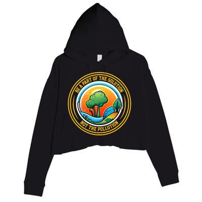 Climate Change Awareness Emblem Crop Fleece Hoodie