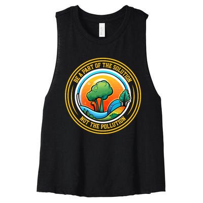 Climate Change Awareness Emblem Women's Racerback Cropped Tank