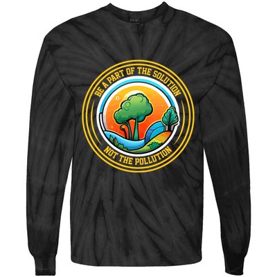 Climate Change Awareness Emblem Tie-Dye Long Sleeve Shirt