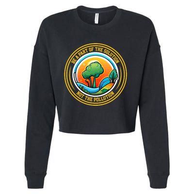 Climate Change Awareness Emblem Cropped Pullover Crew