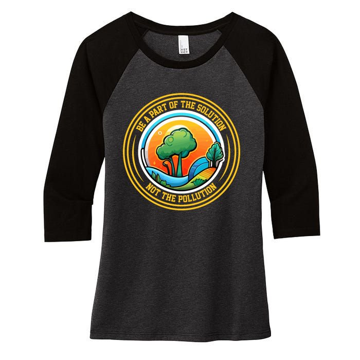 Climate Change Awareness Emblem Women's Tri-Blend 3/4-Sleeve Raglan Shirt