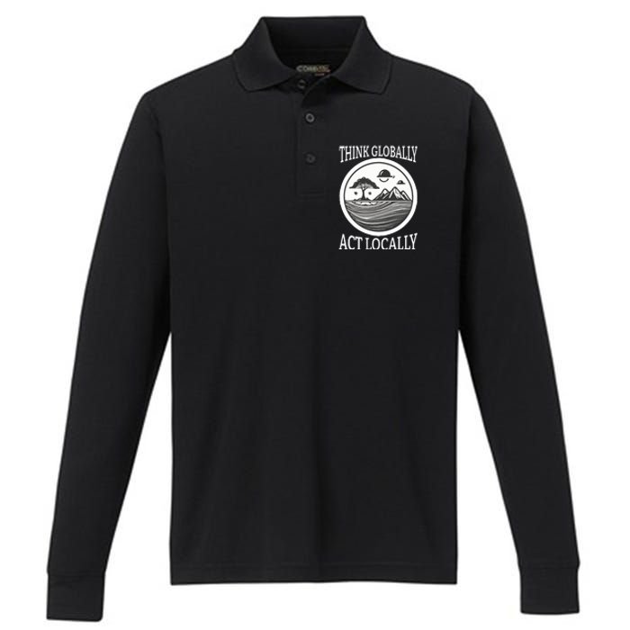 Climate Change Awareness Graphic Performance Long Sleeve Polo