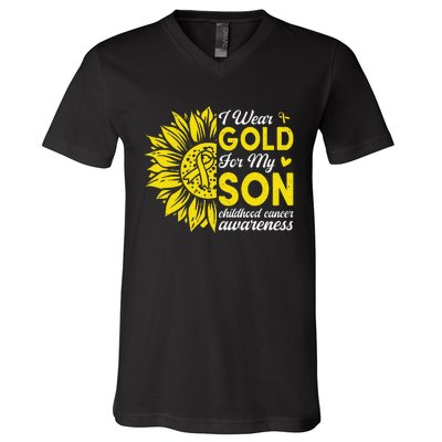 Childhood Cancer Awareness Warrior Gift V-Neck T-Shirt