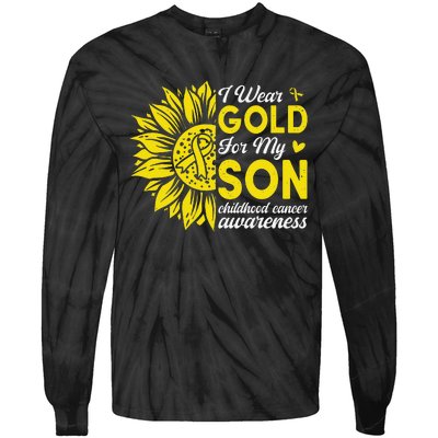 Childhood Cancer Awareness Warrior Gift Tie-Dye Long Sleeve Shirt