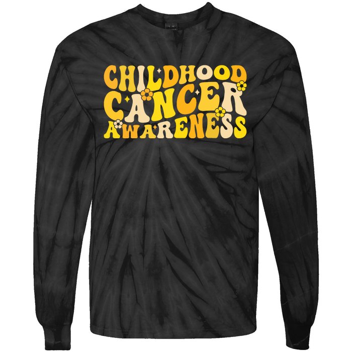 Childhood Cancer Awareness Rainbow Awareness Ribbon Tie-Dye Long Sleeve Shirt