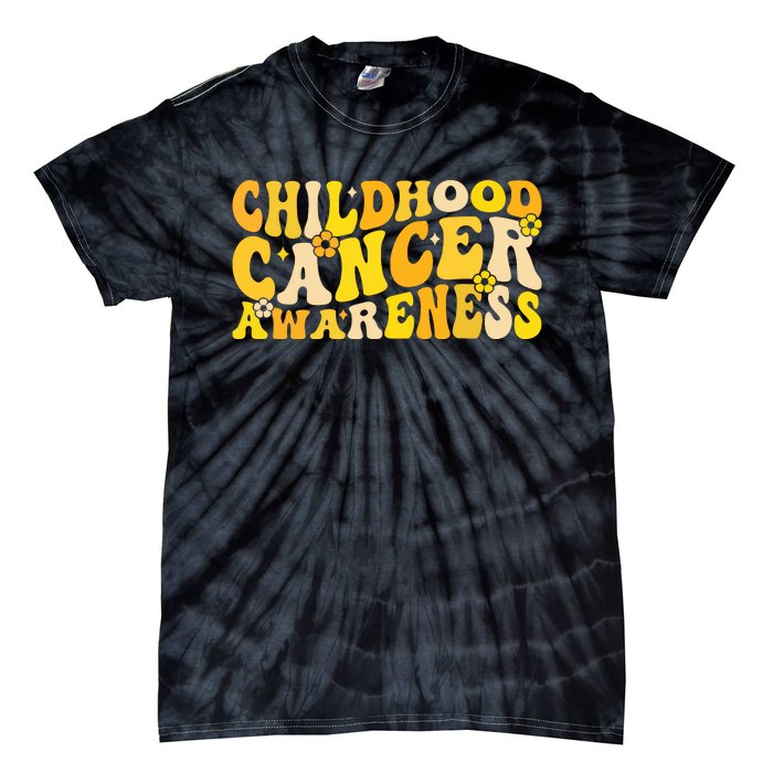 Childhood Cancer Awareness Rainbow Awareness Ribbon Tie-Dye T-Shirt