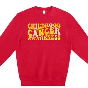 Childhood Cancer Awareness Rainbow Awareness Ribbon Premium Crewneck Sweatshirt