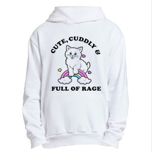 Cute Cuddly And Full Of Rage Cute Cat With Rainbow Urban Pullover Hoodie