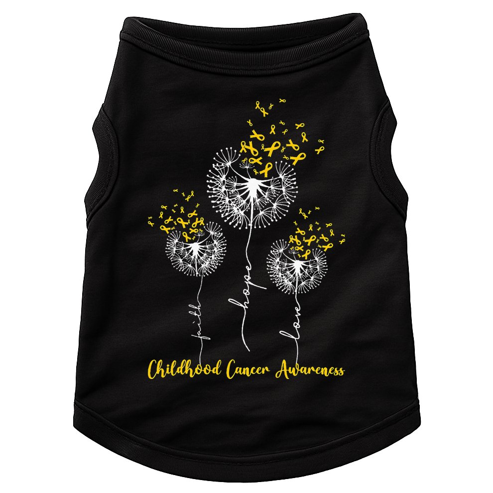 Childhood Cancer Awareness Faith Hope Love Dandelion Doggie Tank