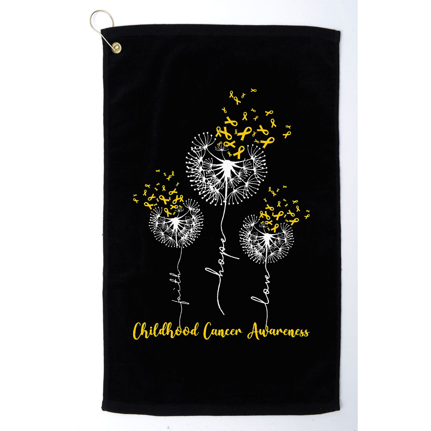 Childhood Cancer Awareness Faith Hope Love Dandelion Golf Towel