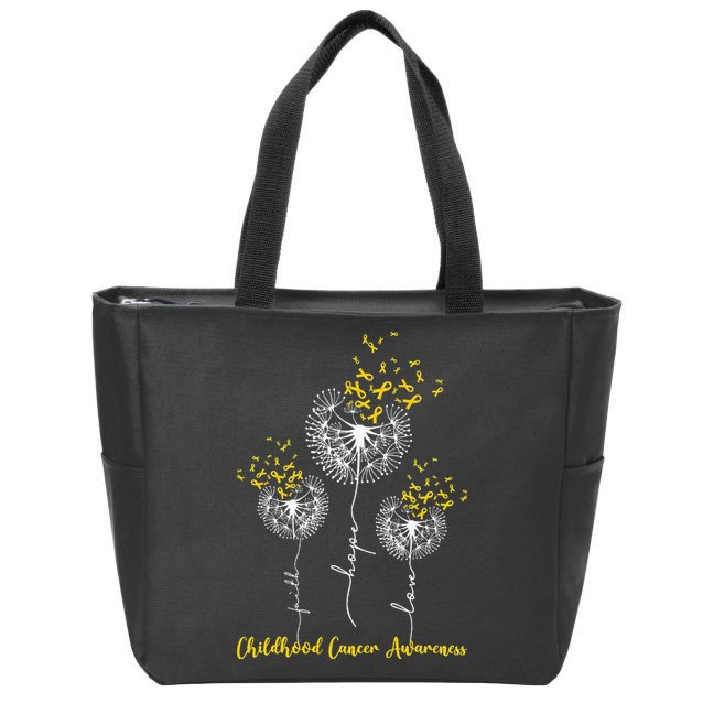 Childhood Cancer Awareness Faith Hope Love Dandelion Zip Tote Bag