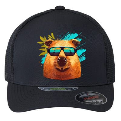 Capybara Cute And Funny Capybara Cool Sunglasses Flexfit Unipanel Trucker Cap