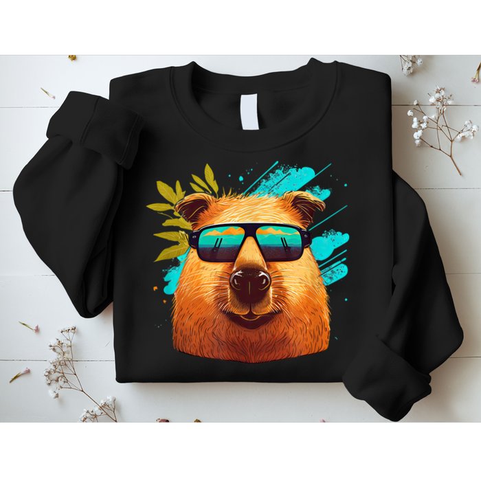 Capybara Cute And Funny Capybara Cool Sunglasses Sweatshirt