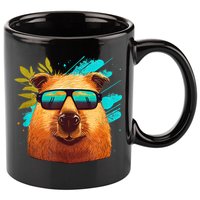 Capybara Cute And Funny Capybara Cool Sunglasses 11oz C Handle Ceramic Mug