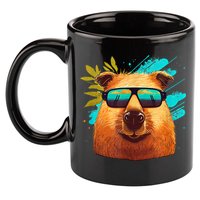 Capybara Cute And Funny Capybara Cool Sunglasses 11oz C Handle Ceramic Mug