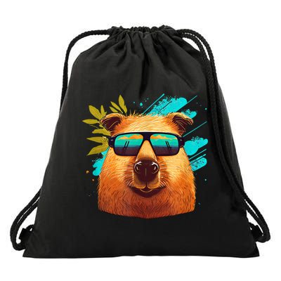 Capybara Cute And Funny Capybara Cool Sunglasses Drawstring Bag