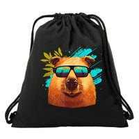 Capybara Cute And Funny Capybara Cool Sunglasses Drawstring Bag