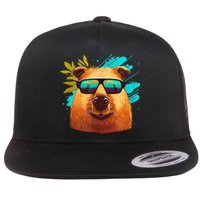 Capybara Cute And Funny Capybara Cool Sunglasses Flatbill Hat