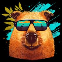 Capybara Cute And Funny Capybara Cool Sunglasses Flatbill Hat