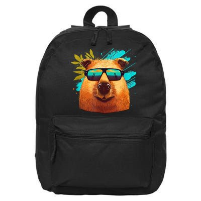 Capybara Cute And Funny Capybara Cool Sunglasses 16 in Basic Backpack