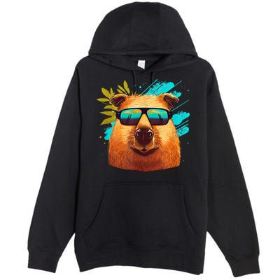 Capybara Cute And Funny Capybara Cool Sunglasses Premium Pullover Hoodie