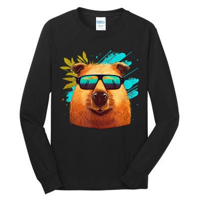 Capybara Cute And Funny Capybara Cool Sunglasses Tall Long Sleeve T-Shirt